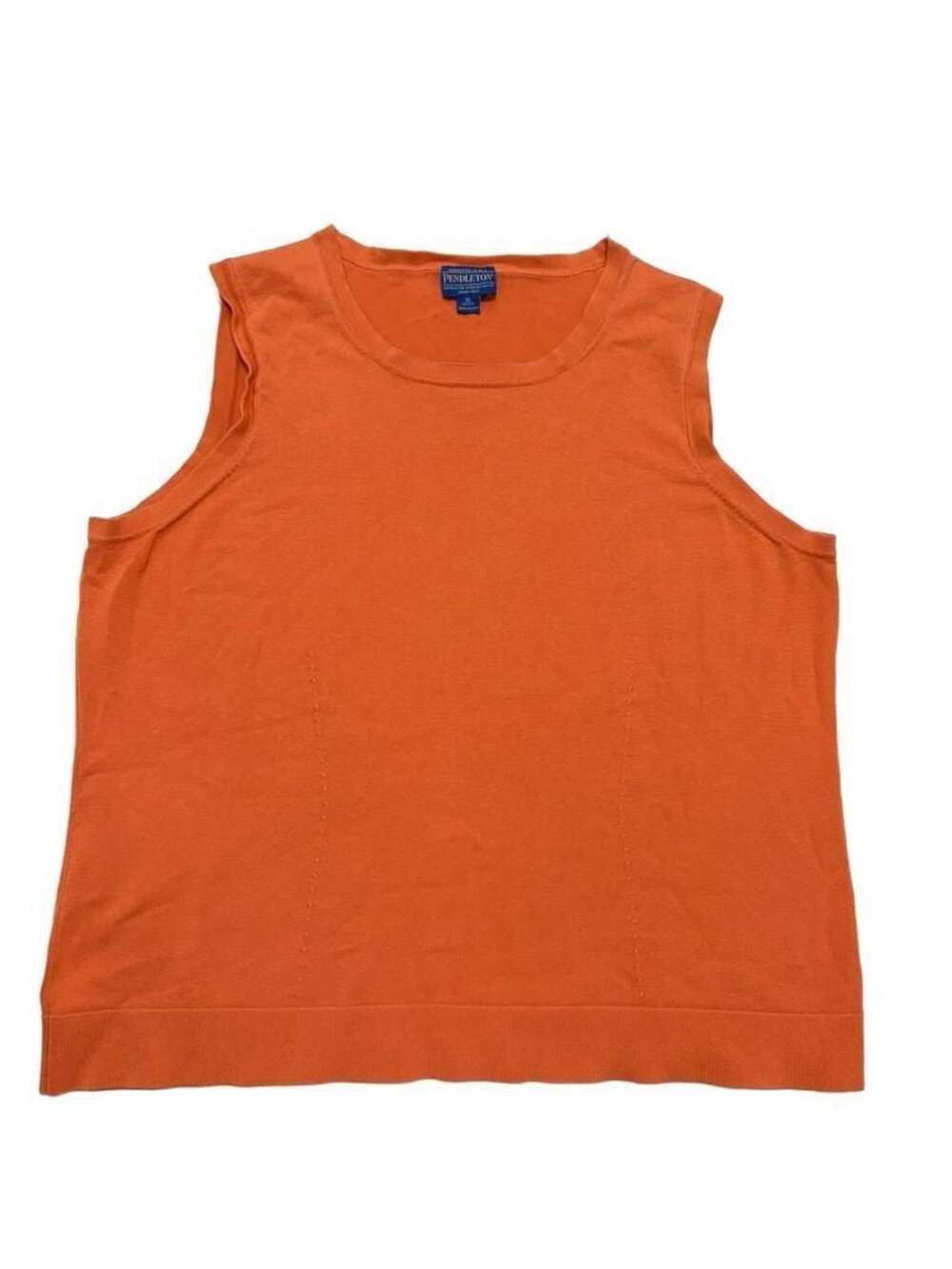 Pendleton Orange Knit Sleeveless Crew Neck Tank Top Petite XL
